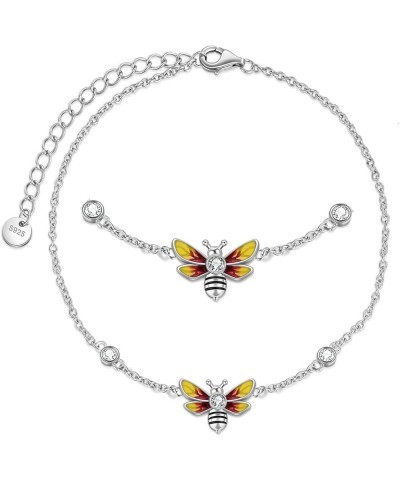 Anklet Bracelets for Women Girls Sterling Silver Hummingbird/Dragonfly/Butterfly Link Chain Anklets Jewelry Gifts Bee anklets...