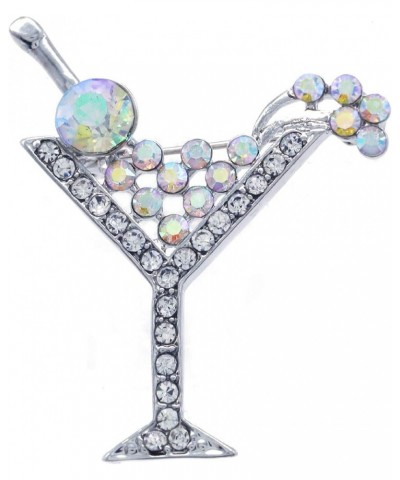 Party Cocktail Martini Glass Light Pink Brooch Pin Clear Rhinestones AB $8.95 Brooches & Pins