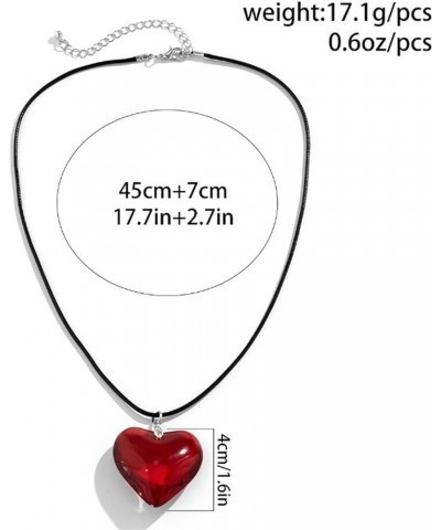 Chunky Puffy Heart Choker Necklace Big Heart Pendant Y2k Grunge Trendy Jewelry Necklace Accessories for Teen Girls Women Red ...