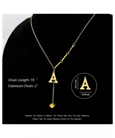 Cube Gold Initial Necklaces for Women - 14K Gold Plated Initial Necklaces | Layered Initial Letter Necklaces | Gold Initial P...