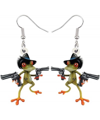 Cute Weird Acrylic Frog Earrings Dangle Funny Animals Jewelry for Women Girls Kids Charms Black $6.59 Earrings