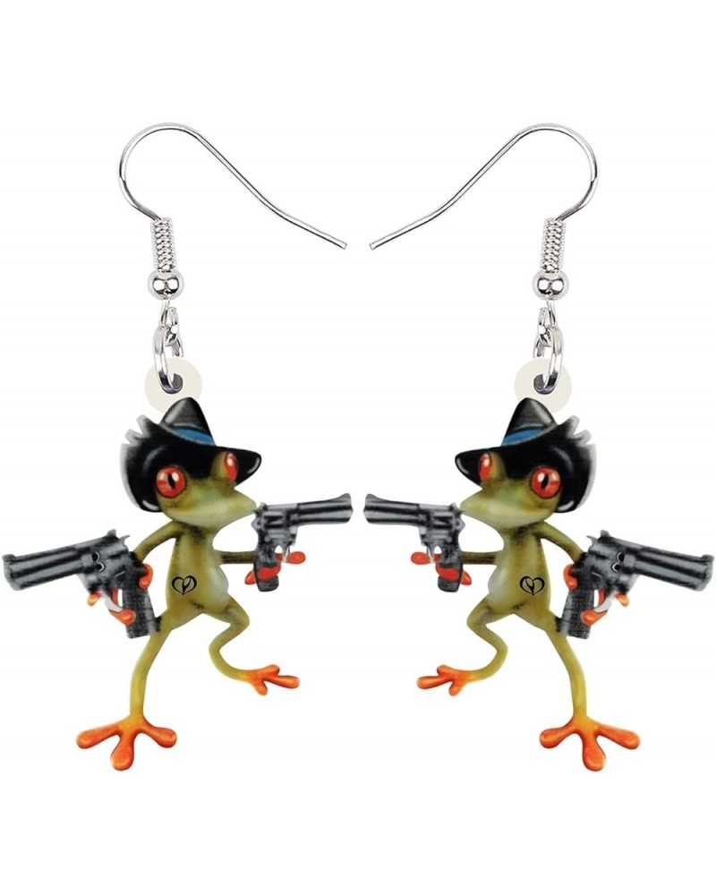 Cute Weird Acrylic Frog Earrings Dangle Funny Animals Jewelry for Women Girls Kids Charms Black $6.59 Earrings