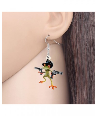 Cute Weird Acrylic Frog Earrings Dangle Funny Animals Jewelry for Women Girls Kids Charms Black $6.59 Earrings