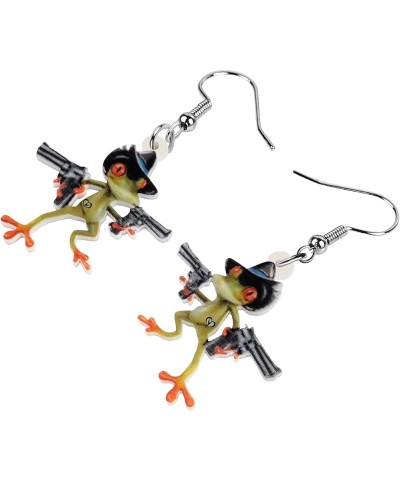 Cute Weird Acrylic Frog Earrings Dangle Funny Animals Jewelry for Women Girls Kids Charms Black $6.59 Earrings