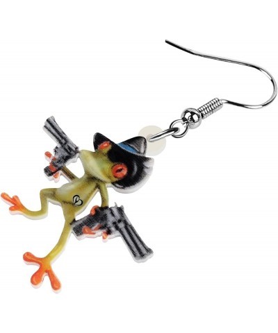 Cute Weird Acrylic Frog Earrings Dangle Funny Animals Jewelry for Women Girls Kids Charms Black $6.59 Earrings