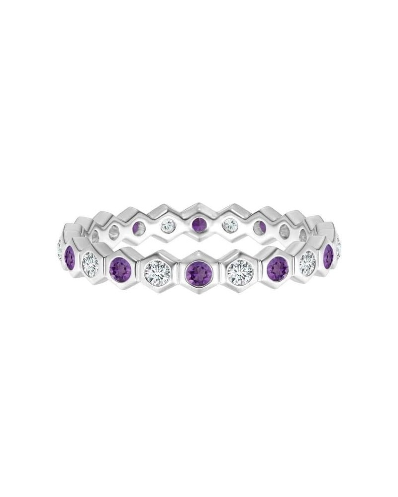 5 MM Hexagonal Round Multi Gemstone 925 Sterling Silver Eternity Wedding Band African Amethyst $16.31 Rings