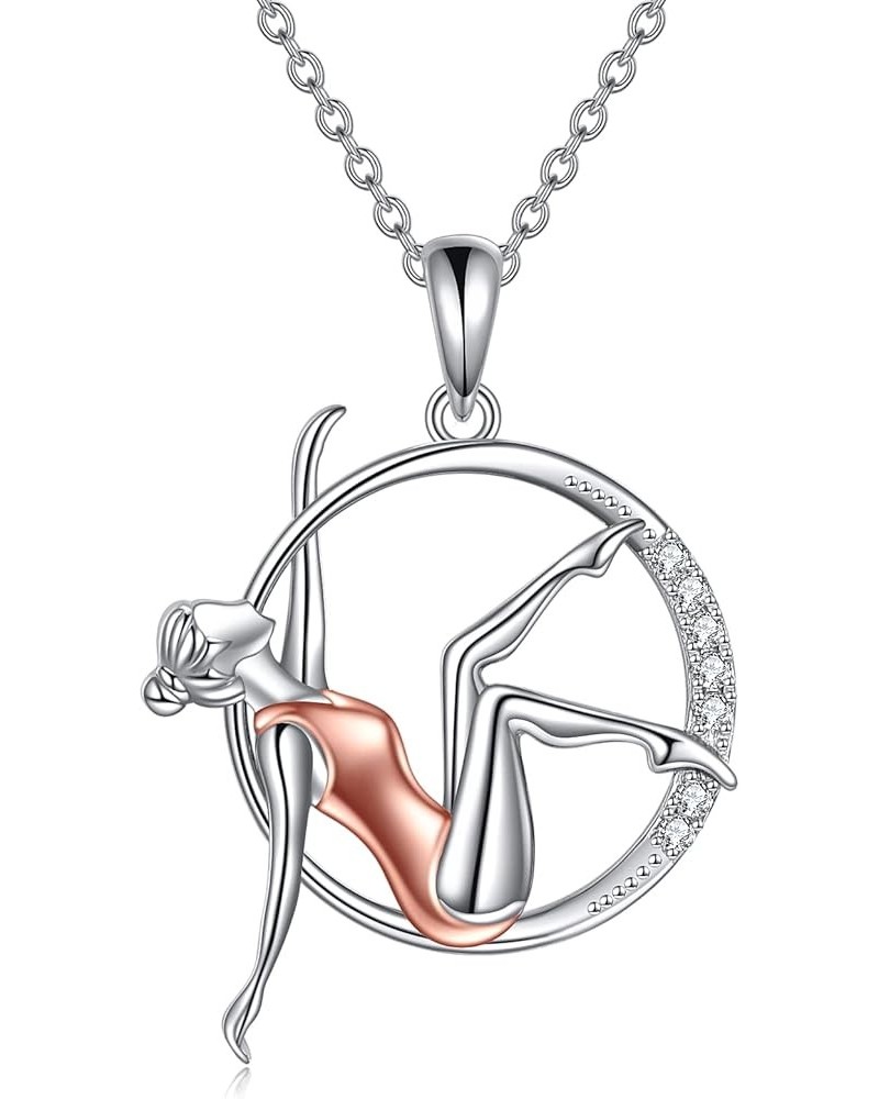 Ballerina/Gymnastics Necklace for Women 925 Sterling Silver Ballet Dance Necklace Ballerina Dancer Pendant Necklace Dance Jew...