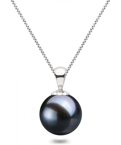 Black Japanese AAAA 6-10mm Akoya Cultured Pearl Pendant Necklace 16"/18" Solitaire Necklace Pendant 18.0 Inches 9.5-10.0mm $2...