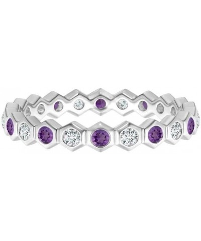 5 MM Hexagonal Round Multi Gemstone 925 Sterling Silver Eternity Wedding Band African Amethyst $16.31 Rings