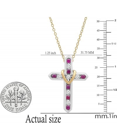 Round Gemstone & White Sapphire Ladies Heart And Cross Pendant (Gold Chain Included), Available in Various Gemstones in 10K/1...