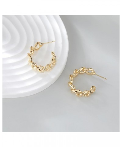 Gold Hoop Earrings for Women - Chunky Gold Earrings Dainty Twisted Hoop - Trendy Lightweight Hoop Earrings Hypoallergenic Jew...