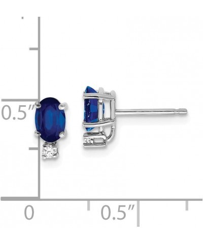 Solid 14k White Gold 6x4mm Oval Sapphire Blue September Gemstone Diamond Studs Earrings - 9mm x 4mm (.04 cttw.) $146.88 Earrings