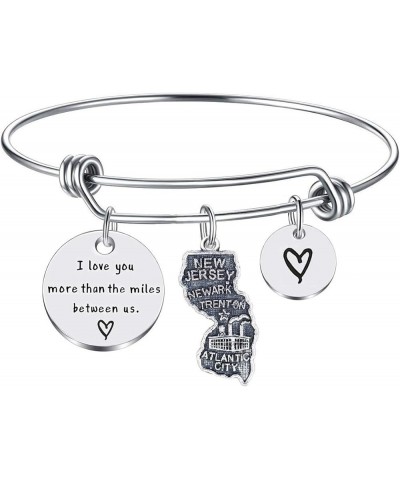 I Love You More Than The Miles Between Us Long Distance Relationship State Map Bracelet Going Away Gift Travel Gift New Jerse...