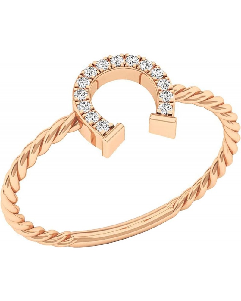 0.07 Carat (ctw) Round White Diamond Horse Shoe Twisted Rope Shank Ring for Her in 10K Gold 4 Rose Gold $88.58 Rings