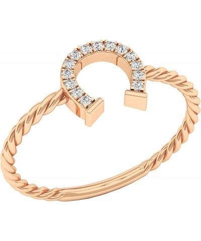 0.07 Carat (ctw) Round White Diamond Horse Shoe Twisted Rope Shank Ring for Her in 10K Gold 4 Rose Gold $88.58 Rings