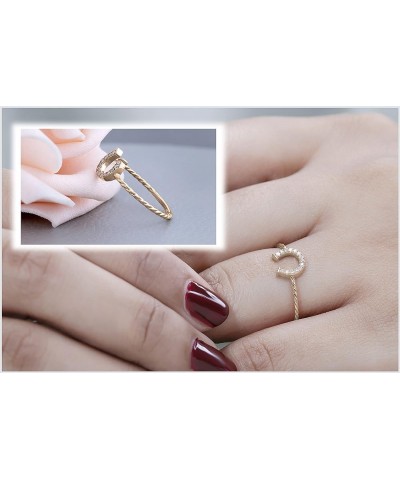 0.07 Carat (ctw) Round White Diamond Horse Shoe Twisted Rope Shank Ring for Her in 10K Gold 4 Rose Gold $88.58 Rings