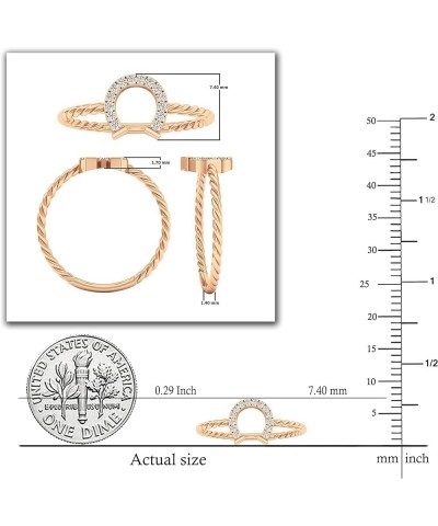 0.07 Carat (ctw) Round White Diamond Horse Shoe Twisted Rope Shank Ring for Her in 10K Gold 4 Rose Gold $88.58 Rings