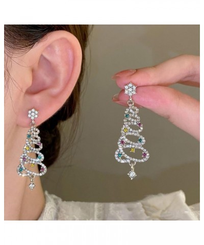 Christmas Tree Earrings for Women Crystal Dangle Earring XMas Tree Earrings Holiday Earrings Christmas Gift for Girls Silver ...