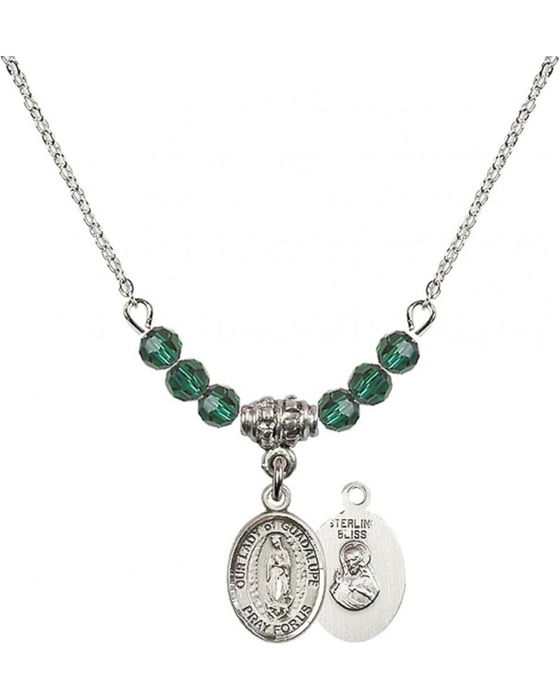 May Birth Month Bead Necklace with Catholic Patron Saint Petite Charm, 18 Inch Our Lady of Guadalupe $32.51 Necklaces