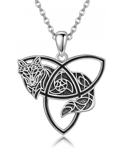 Celtic Cat Necklace/Cat Urn Necklace for Women Sterling Silver Triquetra Celtic Trinity Knot Necklace for Girls Halloween Jew...