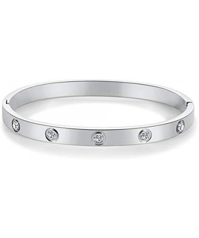 Stainless Steel Womens Hinged CZ Bangle Bracelets (Yellow) Silver $11.19 Bracelets