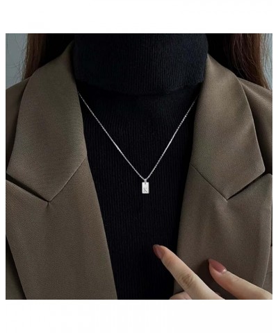 Silver Initial Necklaces for Women Trendy Name Letter Necklace Cute Initial Tag Pendant Necklace for Girls Dainty Alphabet Pe...