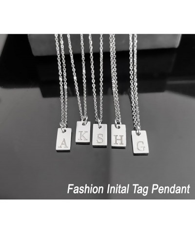 Silver Initial Necklaces for Women Trendy Name Letter Necklace Cute Initial Tag Pendant Necklace for Girls Dainty Alphabet Pe...