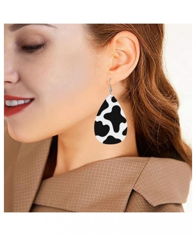 Christmas Earrings Faux Leather Teardrop Earring Lightweight Dangle for Women Girls White3 $7.79 Earrings