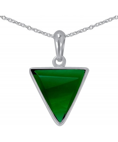 Sterling Silver Pendant Necklace For Women 18 Inch, Stone Pendants For Women, 925 Silver Chain Pendant green $13.19 Necklaces