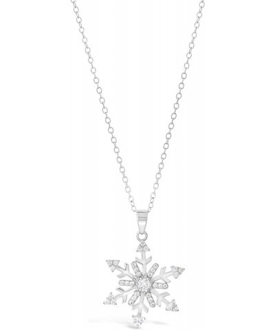 925 Sterling Silver Cubic Zirconia Snowflake Pendant Necklace with 18 Inch Chain Spring Ring $20.39 Necklaces