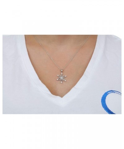 925 Sterling Silver Cubic Zirconia Snowflake Pendant Necklace with 18 Inch Chain Spring Ring $20.39 Necklaces