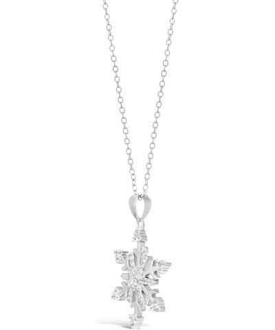 925 Sterling Silver Cubic Zirconia Snowflake Pendant Necklace with 18 Inch Chain Spring Ring $20.39 Necklaces