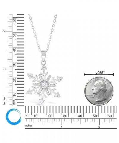 925 Sterling Silver Cubic Zirconia Snowflake Pendant Necklace with 18 Inch Chain Spring Ring $20.39 Necklaces