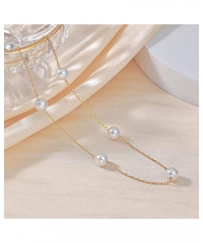 Dainty Gold Pearl Necklace for Women, Trendy 14k Gold Plated/Silver Pearl Choker Necklace Set Cute Layered Single Pearl Penda...