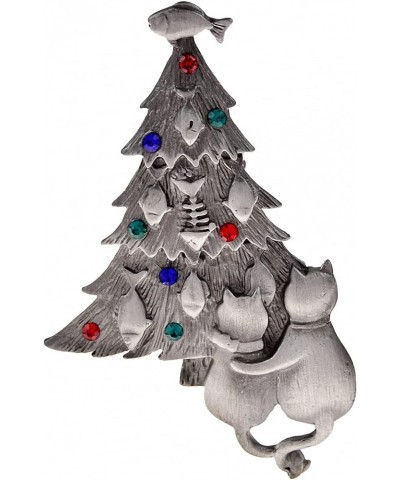 Alloy Rhinestone Christmas Tree Brooches Women Animal Cats And Fish Brooch Pins ancient silver $8.83 Brooches & Pins