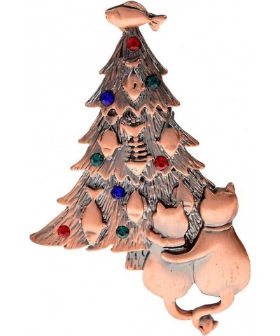 Alloy Rhinestone Christmas Tree Brooches Women Animal Cats And Fish Brooch Pins ancient silver $8.83 Brooches & Pins