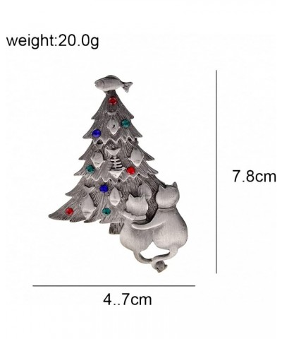 Alloy Rhinestone Christmas Tree Brooches Women Animal Cats And Fish Brooch Pins ancient silver $8.83 Brooches & Pins