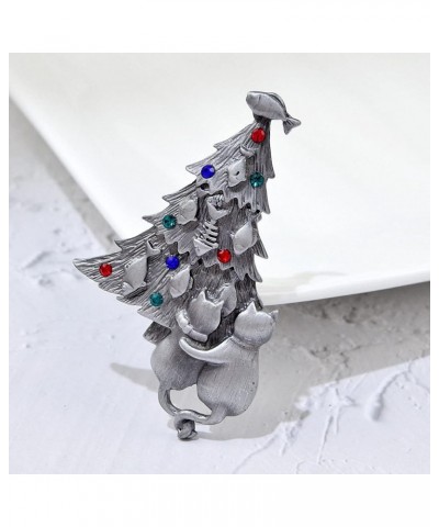 Alloy Rhinestone Christmas Tree Brooches Women Animal Cats And Fish Brooch Pins ancient silver $8.83 Brooches & Pins