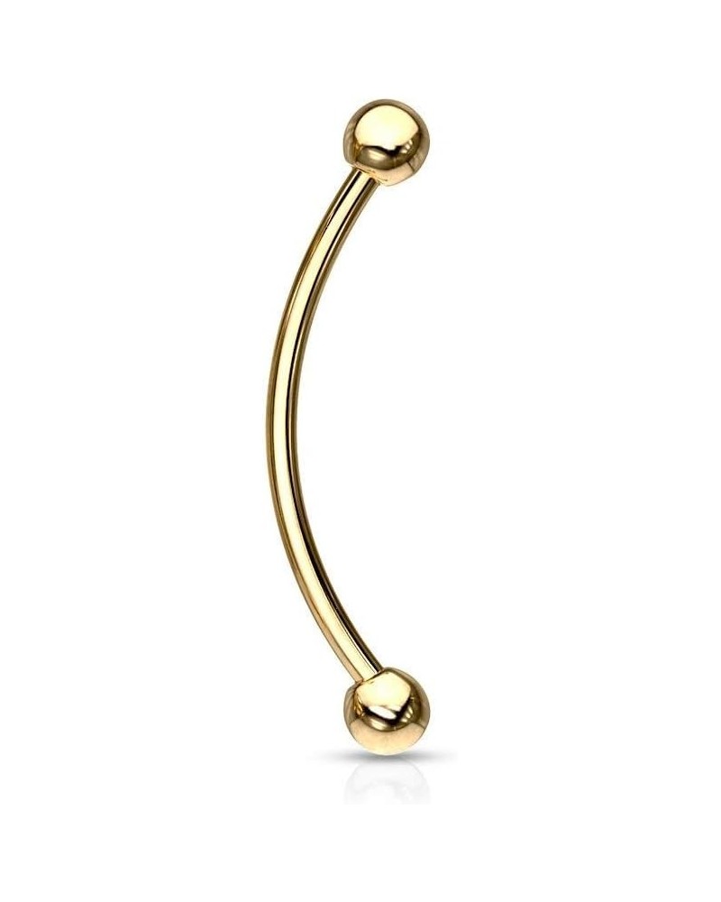 16g 12-16mm Surgical Steel Curved Barbell with Solid Ends for Snake Eyes Tongue Piercing 16.0 Millimeters Gold Tone $7.83 Bod...