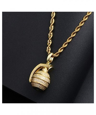 Hip Hop Hand Grenade Bomb Pendant Necklace Gold Silver Color For Women Men Cubic Zircon Fashion Party Jewelry 18inch Tennis C...