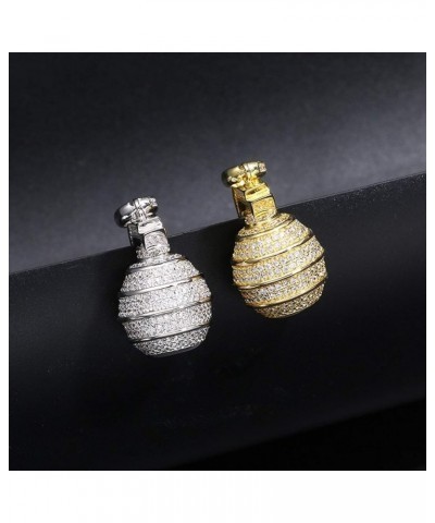 Hip Hop Hand Grenade Bomb Pendant Necklace Gold Silver Color For Women Men Cubic Zircon Fashion Party Jewelry 18inch Tennis C...