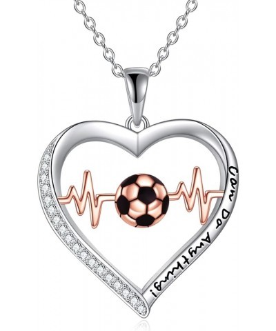 Basketball/Soccer Women's Sterling Silver Necklace, Love Pendant Jewelry Necklace for Mother, Hypoallergenic Heart Silver Nec...