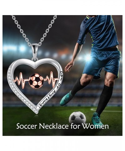 Basketball/Soccer Women's Sterling Silver Necklace, Love Pendant Jewelry Necklace for Mother, Hypoallergenic Heart Silver Nec...