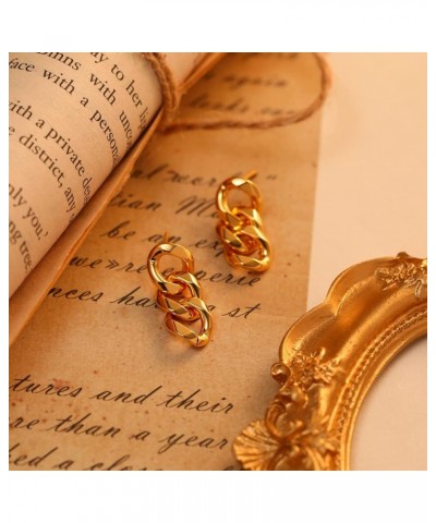 Stud Earrings for Women 18K Gold Filled Small Simple Delicate Hypoallergenic Ear Jewelry Curb Chain $8.66 Earrings