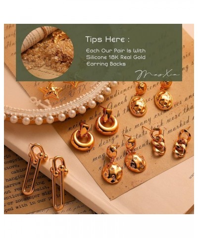 Stud Earrings for Women 18K Gold Filled Small Simple Delicate Hypoallergenic Ear Jewelry Curb Chain $8.66 Earrings