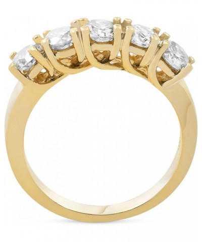 14k Yellow Gold 1 1/2 Ct T.W. Round-Cut Natural Diamond Wedding Ring Five Stone Anniversary Women's Stackable Band $322.00 Rings