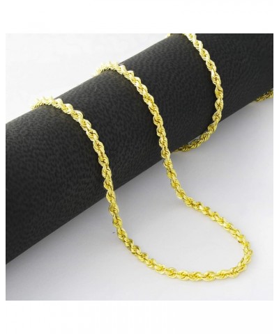 14k Yellow Gold 1.8mm Solid Rope Chain Diamond Cut Link Bracelet or Anklet, Womens Mens Lobster Clasp 7" 7.5" 8" 8.5" 9 Yello...