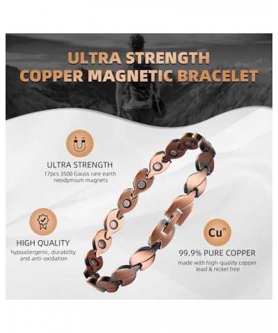 Copper Bracelets for Women, Copper Magnetic Bracelets with 3500Gauss Magnets,Adjustable Link Bracelet Jewelry Gift Leaf -Shap...