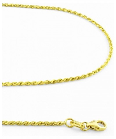 14k Yellow Gold 1.8mm Solid Rope Chain Diamond Cut Link Bracelet or Anklet, Womens Mens Lobster Clasp 7" 7.5" 8" 8.5" 9 Yello...