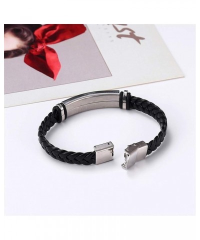 Medical Alert ID Bracelets for Men Women Adjustable Braided Leather Wristband Emergency Identification Cuff Bracelet Health S...